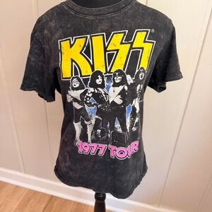 KISS 1977 Tour acid wash band tee